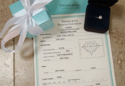 tiffany and co ring and certificate