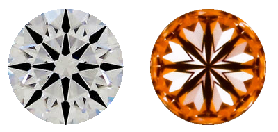 超级理想钻石的顶视图和底视图