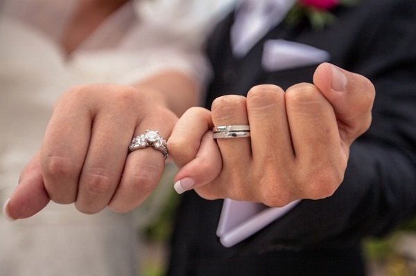 新娘和新郎结婚戒指