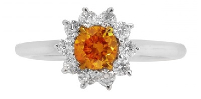 奇特生动的橙黄色雏菊相似钻石戒指