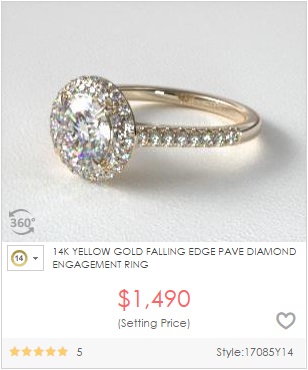 更便宜的14k黄金晕圈钻石戒指